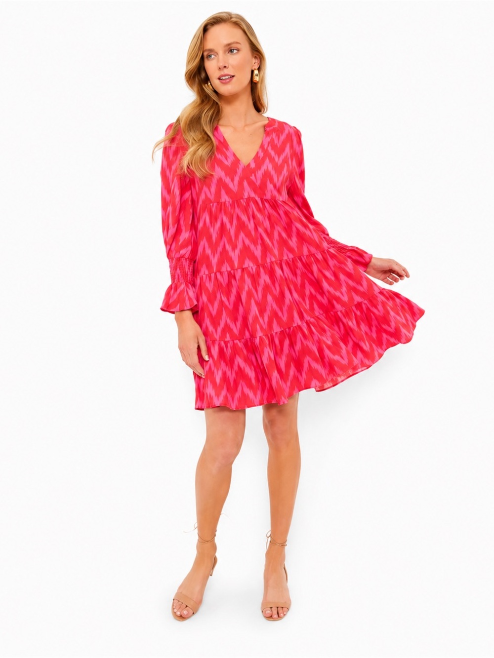 Pomander Place Tuckernuck Hot Pink Ikat Kenzo Tiered Mini Dress Size Small